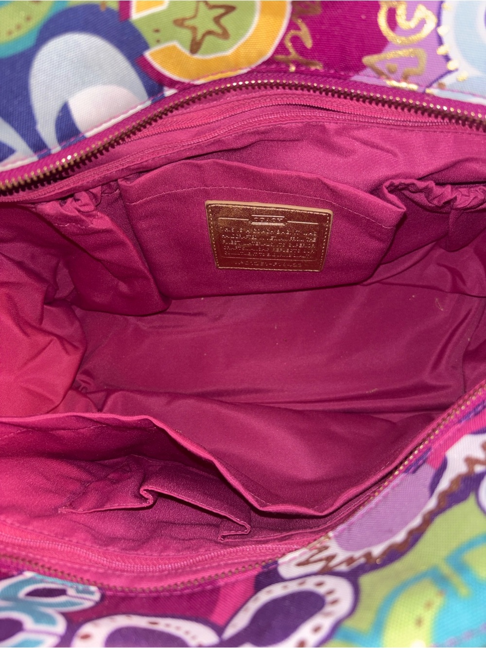 Coach Poppy -F19423 Multicolor Graphic Print Tote /Gold Accents/crossbody strap - Picture 17 of 17